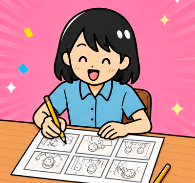 アイデアを考えている学生